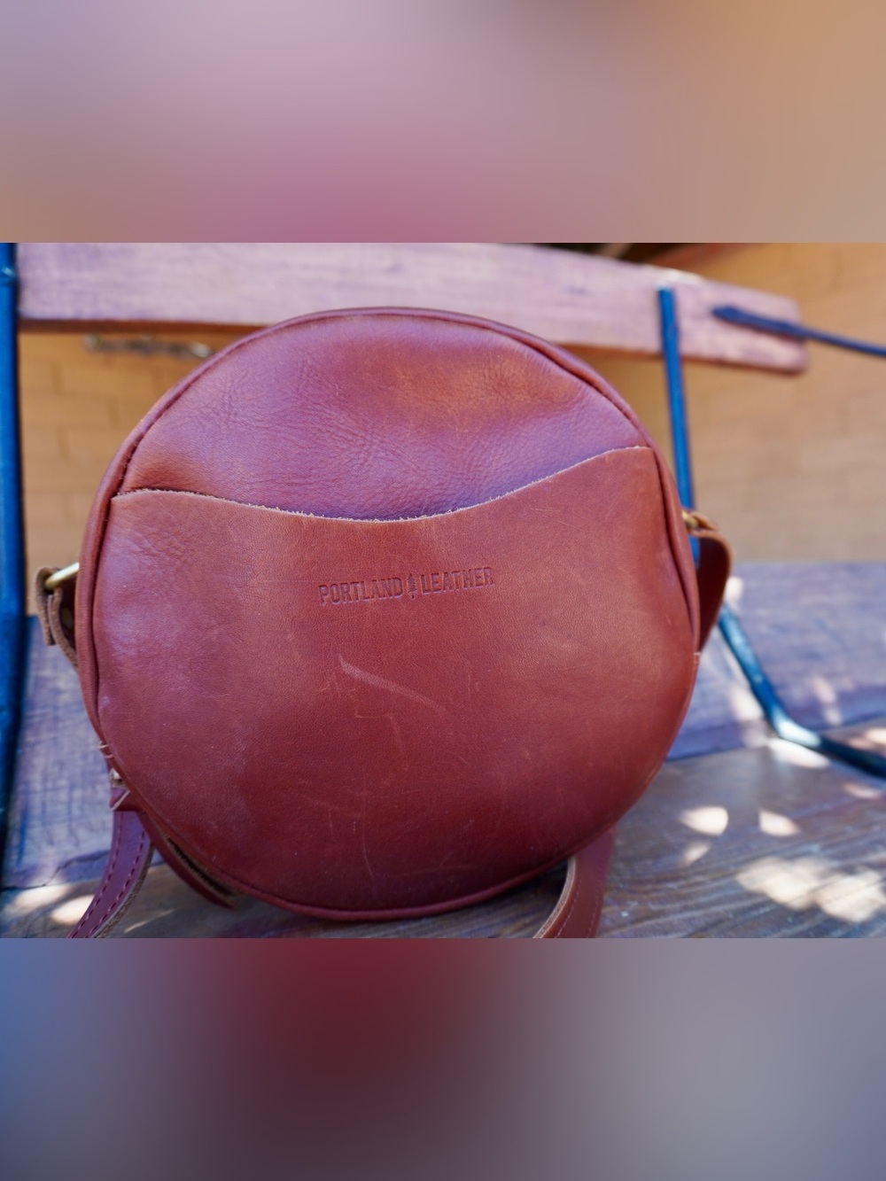 Portland Leather Round Crossbody Bag - Chestnut Brown